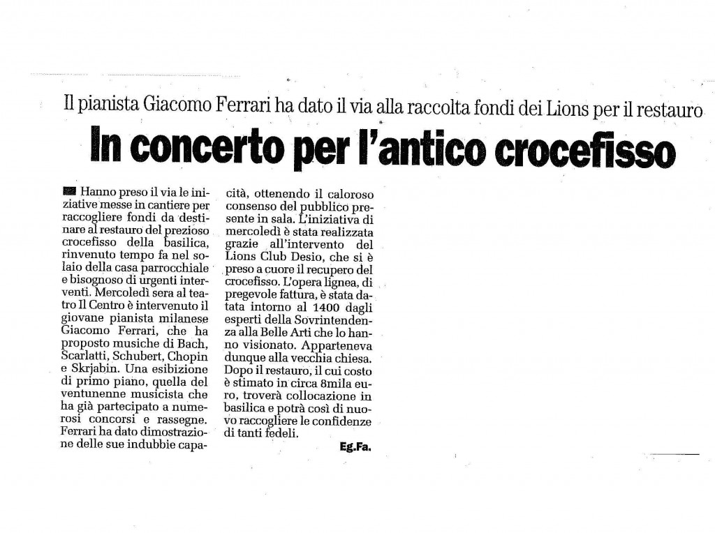 Articolo giornale concerto Desio 2007